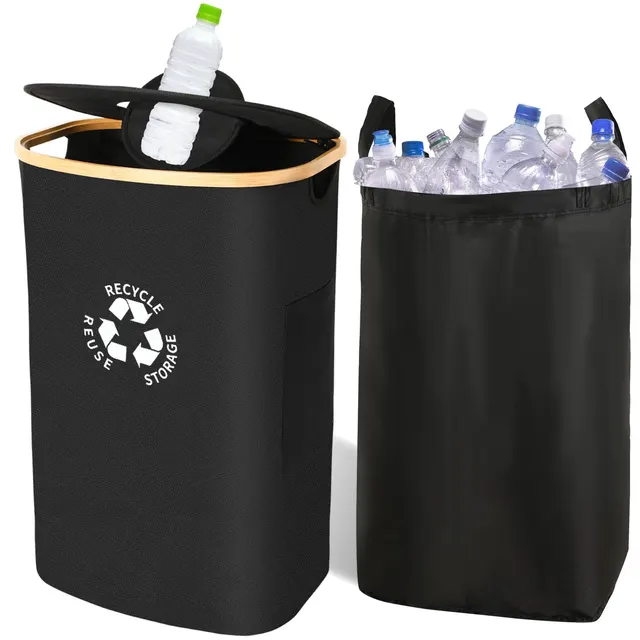 Storage Bottle Container With Lid, Storage Bottle Storage Recycling Container Kitchen Storage Bottle Storage Large Capacity,442 6786 MG Black - Shop at LoveMi