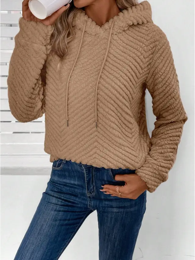 Ultra Warm Fuzzy Women's Sweatshirt Brown - Shop at LoveMi