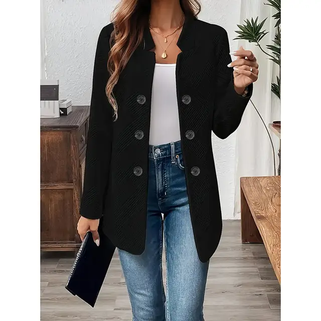 Women's Casual Business Open Front Cardigan Coat Long Sleeve Notch Collar Office Blazer Jacket Black - Shop at LoveMi