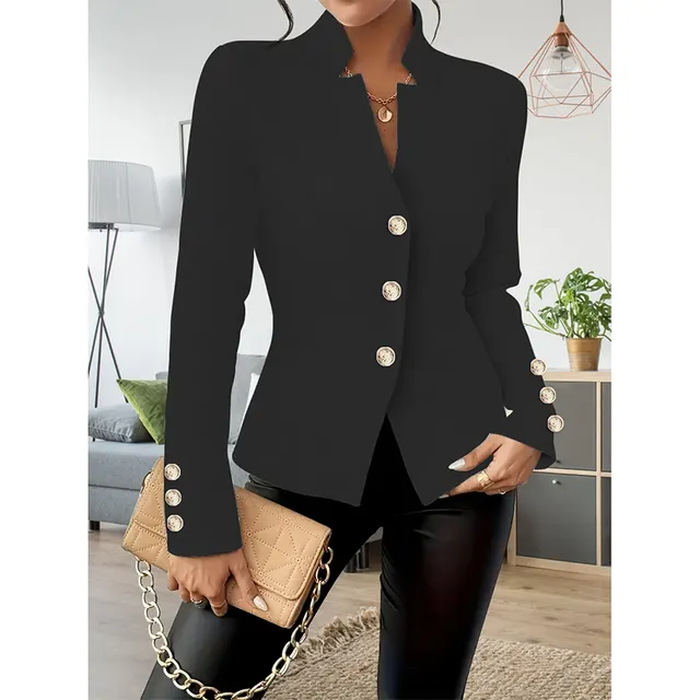 Women Casual Blazers Long Sleeve Business Outerwear Slim Fitting Single Breasted Jacket Black - Shop at LoveMi