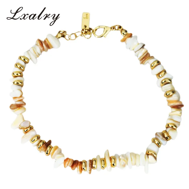 Lxalry Natural Shell Bead Bracelet For Women Gold Plated Stainless Steel Minimalist Beach Style Jewelry, Waterproof, Hypoallergenic, Summer Gift,... - Shop at LoveMi