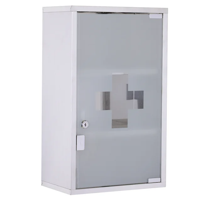 Medicine Cabinet Lockable 12x20, Stainless Steel, 3 Tier With Shelves For Bathroom Storage White - Shop at LoveMi