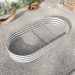 Raised Garden Bed Outdoor, Oval Large Metal Raised Planter Bed For For Plants, Vegetables, And Flowers - Black - Silver