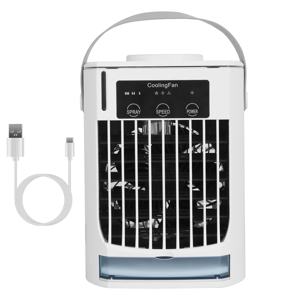 Portable Air Conditioner Fan Evaporative Humidifier 3 Speed Spray Personal Cold Mist Air Cooler Desk Table Fan Water Tank Night Light Adjustable An...