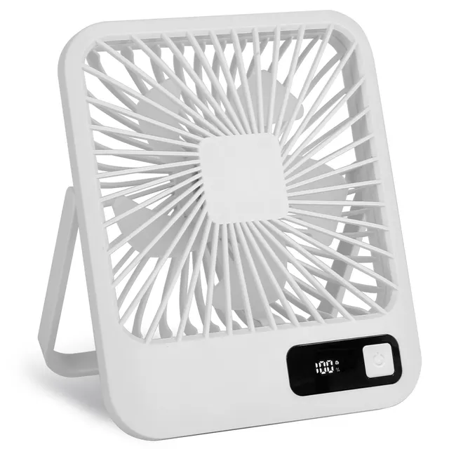 3 Colors Options Mini Desktop Cooling Fan Rechargeable Battery Powered Personal Fan Speed Adjustment Strong Airflow Quiet Travel Fan With LCD Di... White - Shop at LoveMi