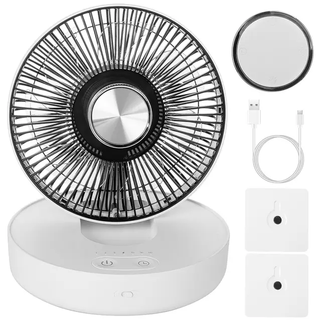 Foldable Rechargeable LED Desk Fan Wall Mounted Fan With Magnetic Remote Hanging Oscillating Fan With 4 Speeds 2 Brightness Time Setting Automatic ... White - Shop at LoveMi