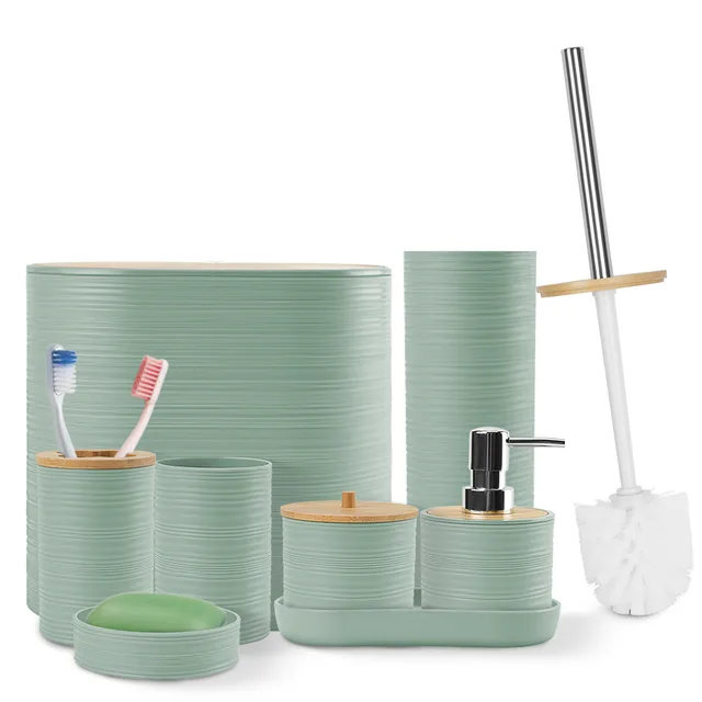 5 Colors Options Set Of Bathroom Accessories Set Bathroom Holder Set With Soap Dispenser Toothbrush Holder Cup Soap Dish Toilet Cleaning Brush T... Green - Shop at LoveMi