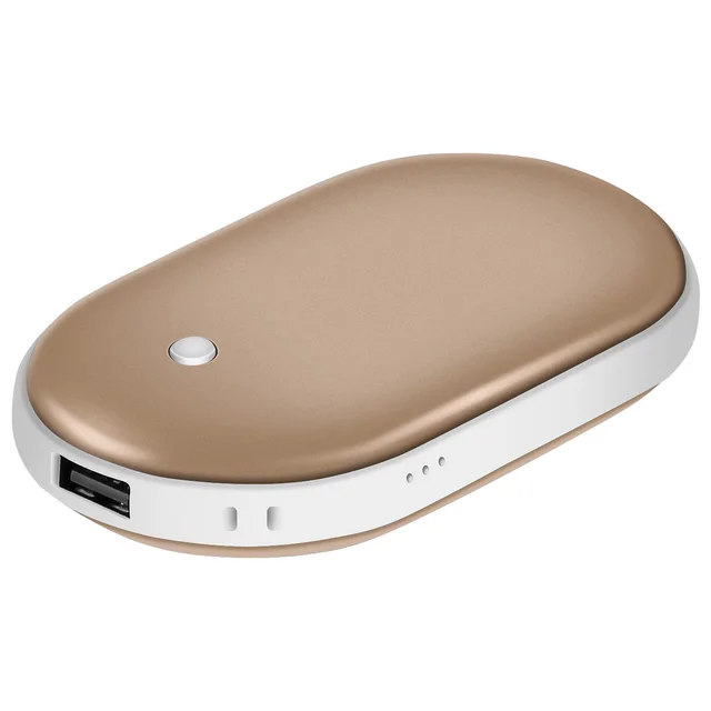 Portable Hand Warmer 5000mAh Power Bank Rechargeable Pocket Warmer Double Sided Heating Handwarmer Gold - Shop at LoveMi