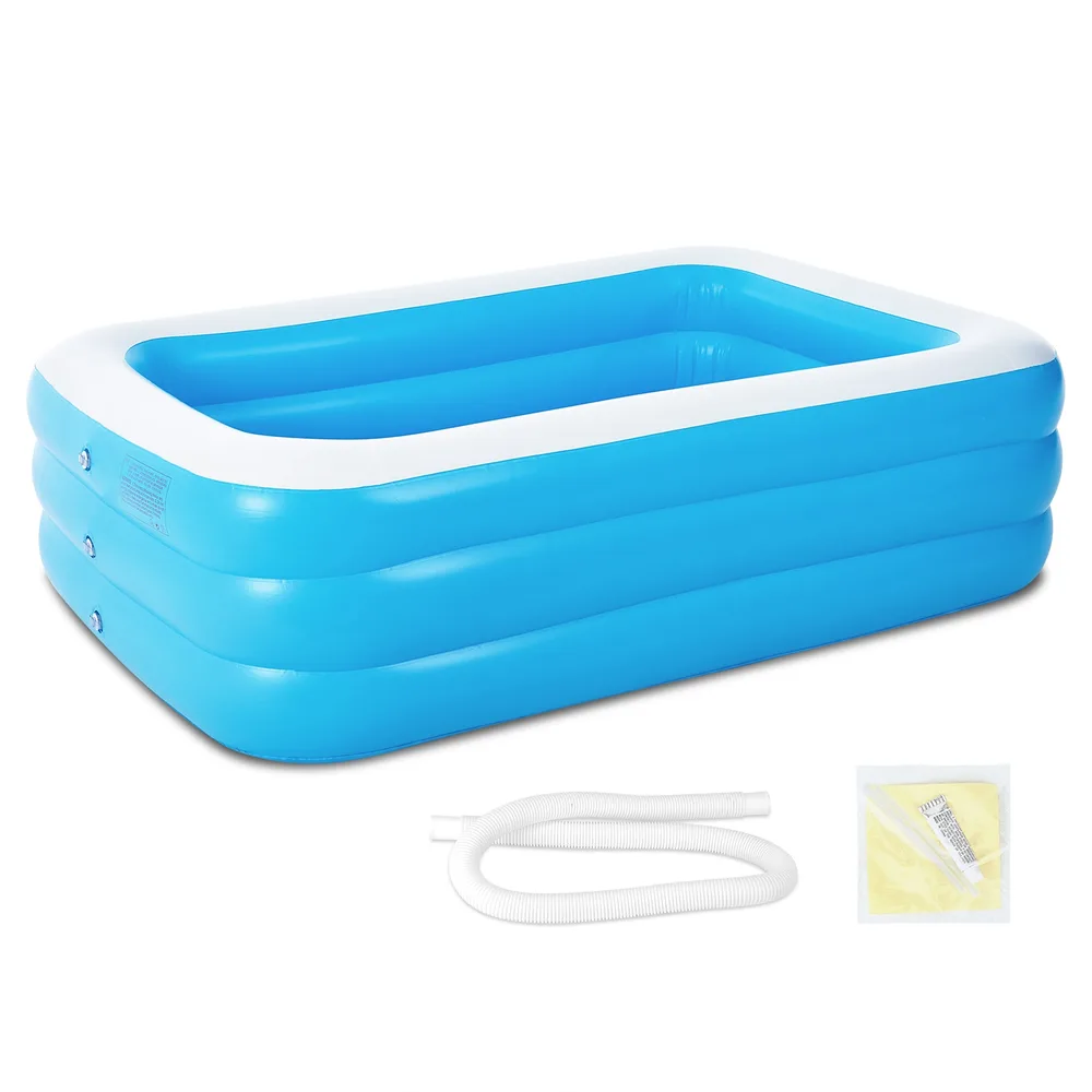 Inflatable Swimming Pools Family Swim Play Center Pool Blow Up Kiddie Pool For Family Inflatable Lounge Pool For Kids 103x69x24in - Blue