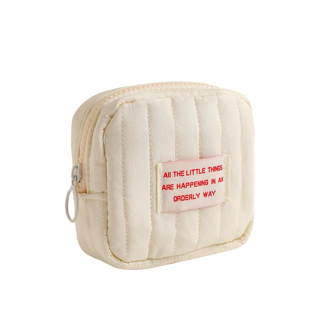 Korean style Minimalist Square Small Makeup Bag, Student Niche Earphone Coin Purse, Girl's Portable Lipstick Storage Bag White - Shop at LoveMi