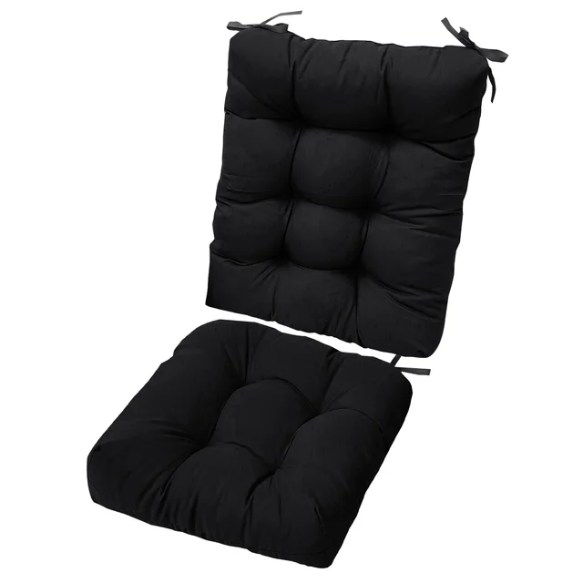 Waterproof Rocking Chair Cushion Upper And Lower Back And Seat Sets With Non Slip Ties Oxford Cloth Surface Polyester Filling Comfortable For Indoo... Black - Shop at LoveMi