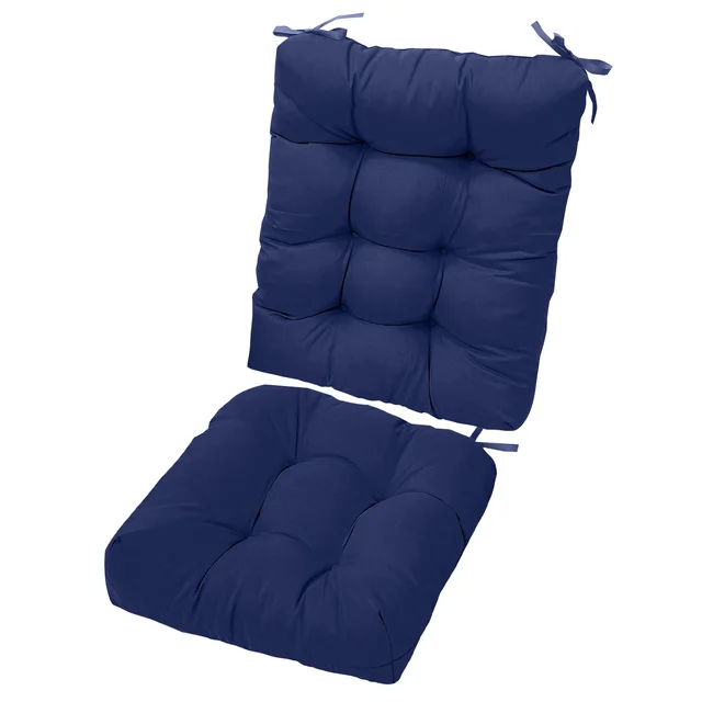Waterproof Rocking Chair Cushion Upper And Lower Back And Seat Sets With Non Slip Ties Oxford Cloth Surface Polyester Filling Comfortable For Indoo... Navy Blue - Shop at LoveMi