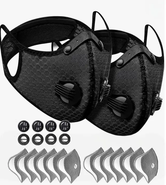 Sport Mask Cycling Face Mask Activated Carbon Filter Breathing Valves With Filter 2Pcs - Shop at LoveMi