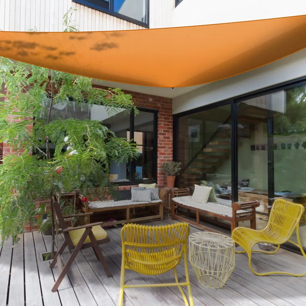 Shade Sail Patio Cover Shade Canopy Camping Sail Awning Sail Sunscreen Shelter Triangle Cover For Kindergarten Playground Outdoor - Orange