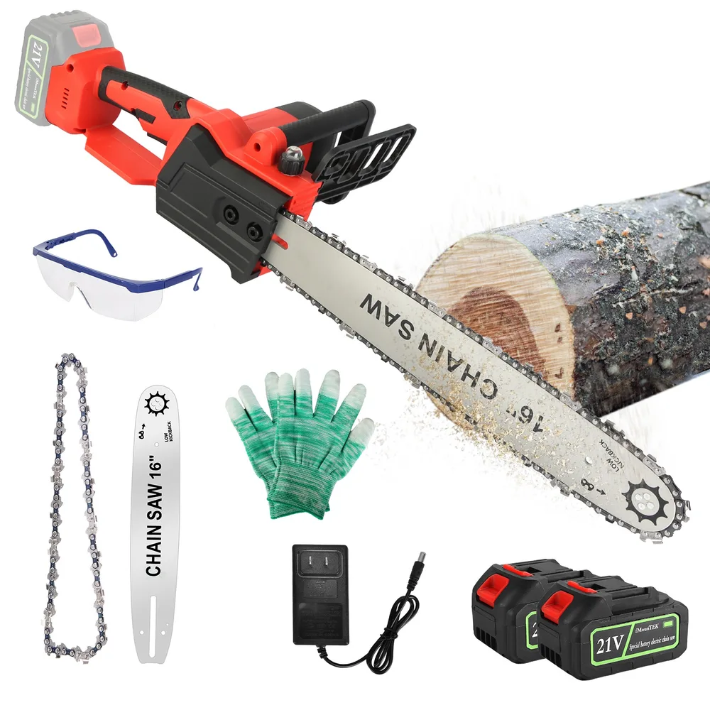 16Inch Electric Cordless Chainsaw With 21V 3.0Ah Battery And Charger Brushless Battery Operated Handheld Chainsaw With Auto Oiler Safety Switch For...