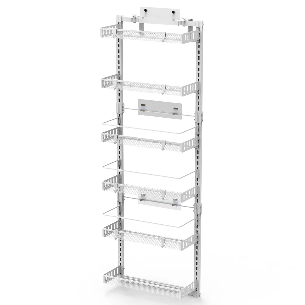 Black-White Options -- Over The Door Pantry Organizer 6-Tier Pantry Door Organizer Carbon Steel 110LBS Loading Easy Install Behind Door Storage For...