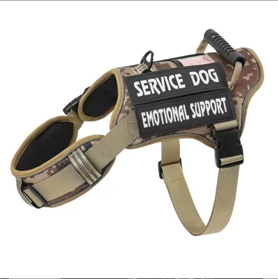 USLOCAL Tactical Service Dog Harness With Control Handle No Pulling Adjustable Reflective Pet Vest Harness Easy Walking Training Khaki - Shop at LoveMi