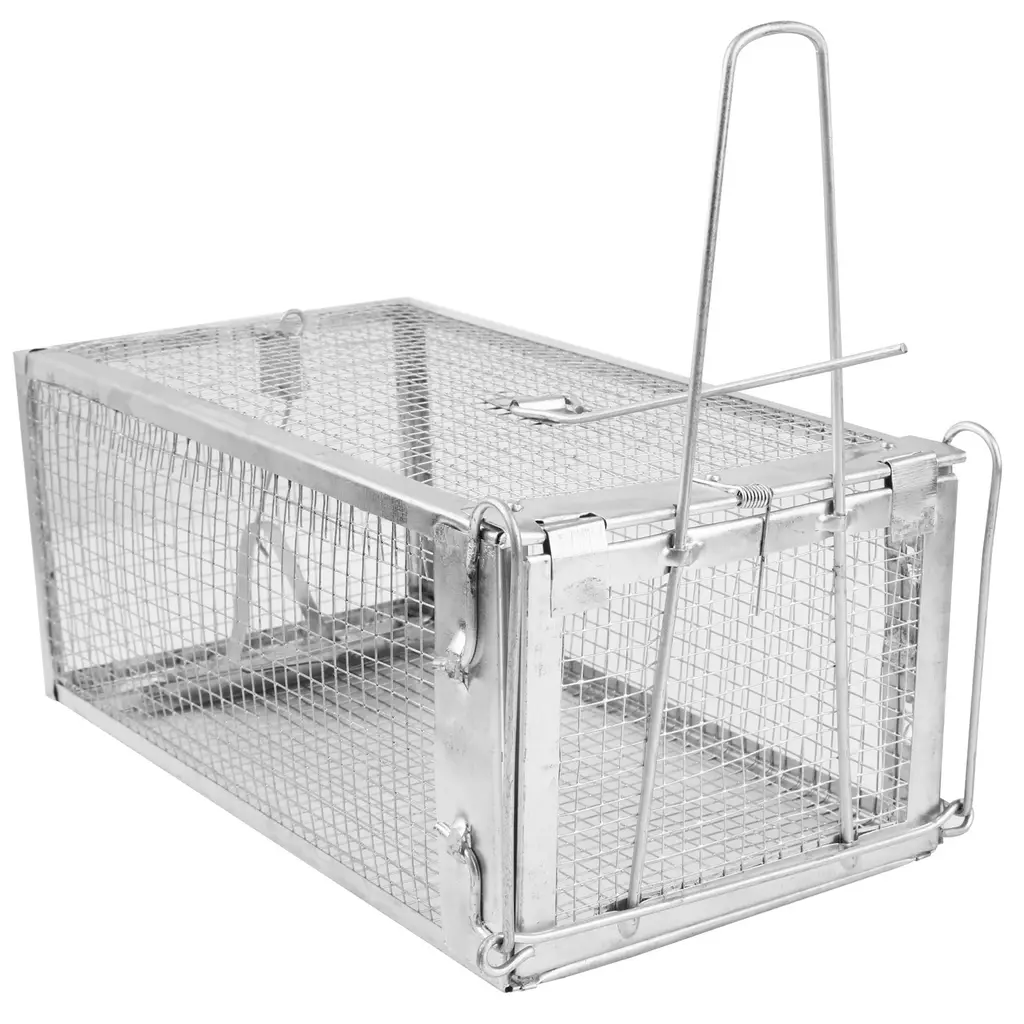 2 Pack Or 1 Pack Options Rat Trap Cage Humane Live Rodent Trap Cage Galvanized Iron Mice Mouse Control Bait Catch With Detachable U Shaped Rod - 1Pack