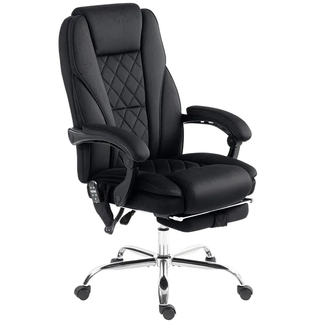 Massage Office Chair, Heated Reclining Computer Chair With Adjustable Height And Footrest, Black Black - Shop at LoveMi