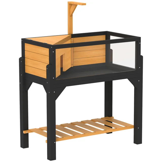 Wooden Tortoise Habitat With Storage Shelf, Tortoise Enclosure With Clear Windows, Openable Top, Lamp Holder, Yellow Yellow - Shop at LoveMi