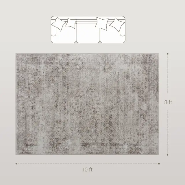 8x10 Machine Washable Area Rug , Non Slip Traditional Floor Carpet For Living Room, Bedroom, Light Mixed Brown Brown - Shop at LoveMi