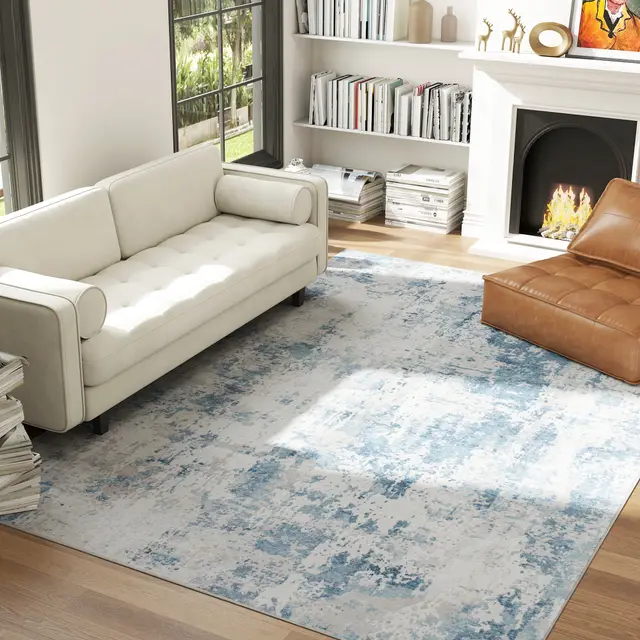 Area Rug 8x10, Machine Washable Rug, Non Slip Modern Abstract Floor Carpet For Living Room, Bedroom, Dining Room, Blue Blue - Shop at LoveMi