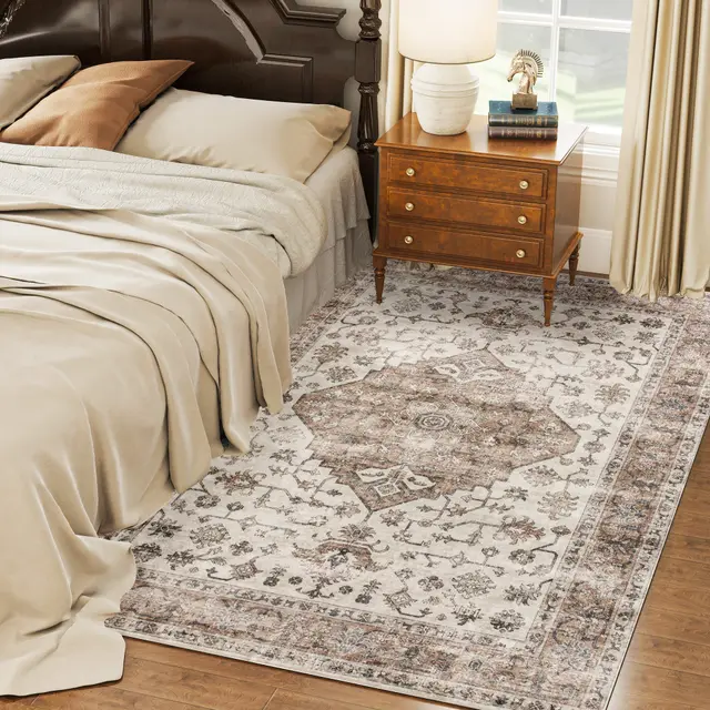 5x7 Area Rug, Vintage Machine Washable Rug, Non Slip Floor Carpet For Living Room, Bedroom, Dining Room,brown Brown - Shop at LoveMi