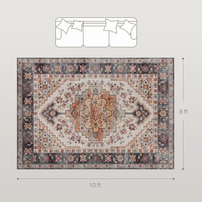 Area Rug 8x10, Machine Washable Rug, Non Slip Boho Print Pattern Medallion Carpet For Living Room, Bedroom, Tawny Brown Tawny Brown - Shop at LoveMi