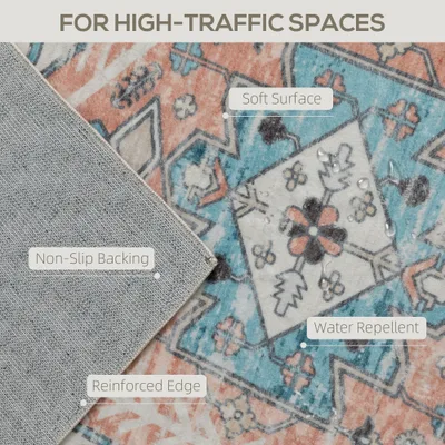 4x6 Area Rug, Vintage Machine Washable Rug, Non Slip Floor Carpet For Living Room, Bedroom, Dining Room, Brown And Blue Brown And Blue - Shop at LoveMi