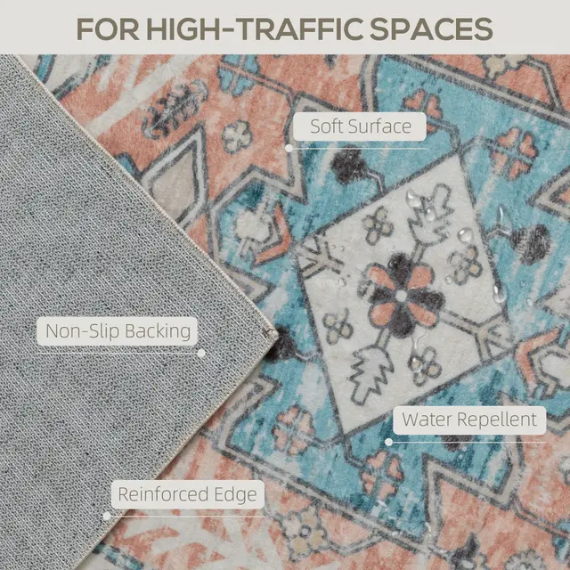 4x6 Area Rug, Vintage Machine Washable Rug, Non Slip Floor Carpet For Living Room, Bedroom, Dining Room, Brown And Blue Brown And Blue - Shop at LoveMi