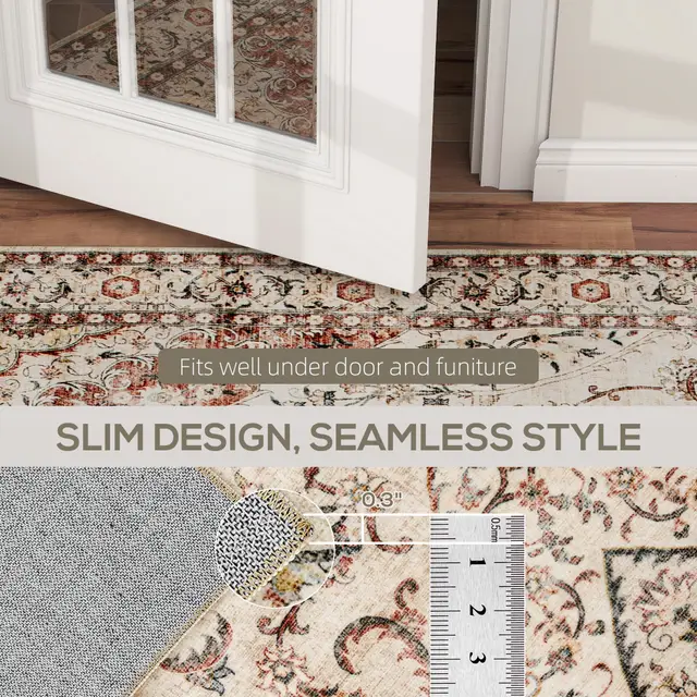 Area Rug 4x6, Machine Washable Rug, Non Slip Classical Floral Print Floor Carpet For Living Room, Bedroom, Mixed Brown Brown - Shop at LoveMi