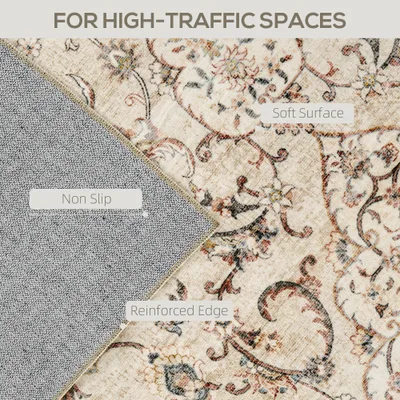 Area Rug 5x7, Machine Washable Rug, Non Slip Classical Floral Print Floor Carpet For Living Room, Bedroom, Mixed Brown Brown - Shop at LoveMi