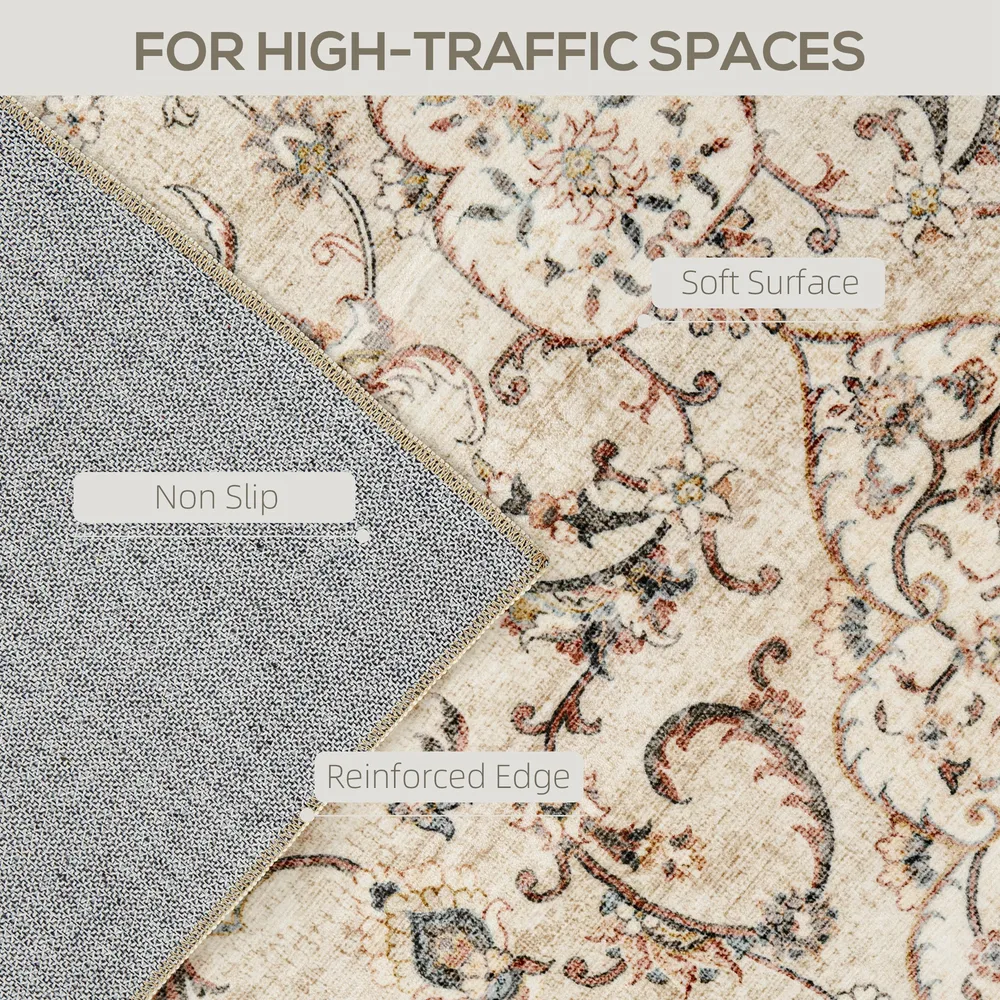 Area Rug 5x7, Machine Washable Rug, Non Slip Classical Floral Print Floor Carpet For Living Room, Bedroom, Mixed Brown Brown - Shop at LoveMi
