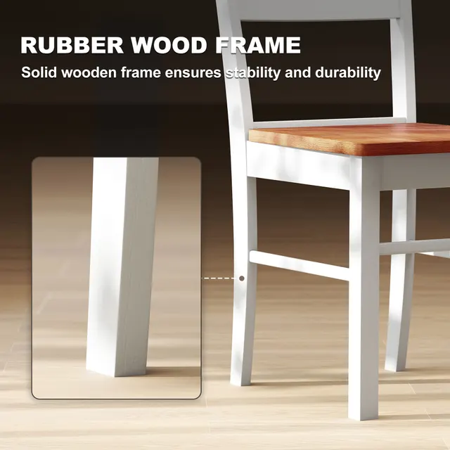 Farmhouse Dining Table Chairs, Set Of 2 Rubber Wood Kitchen Table Chairs With Open Back For Living Room, Light Gray Gray - Shop at LoveMi