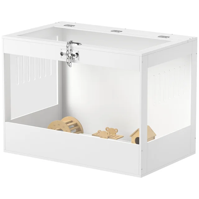 Hamster Cage With Openable Top & Lock, Hut, Transparent Acrylic Panels, Accessories, Fo Hamster Gerbil, White White - Shop at LoveMi
