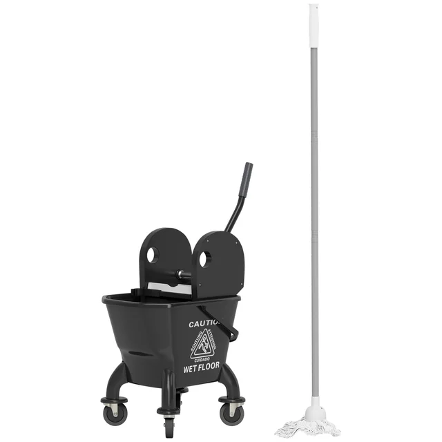 Mop Bucket With Wringer On Wheels For Floor Cleaning, 27.5 Quart Down Press Wringer With Handle And Mop, Black Black - Shop at LoveMi