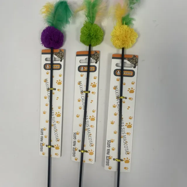 Colorful Feather Ball Cat Toy Yellow - Shop at LoveMi