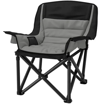Camping Chair For Adults, Portable Folding Camping Chair With Side Pockets, Cup Holders, Carry Bag, Black And Gray Gray - Shop at LoveMi