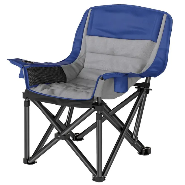 Camping Chair For Adults, Portable Folding Camping Chair With Side Pockets, Cup Holders, Carry Bag, Blue And Gray Gray - Shop at LoveMi