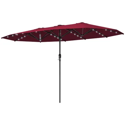 Garden Parasol, Double Sided Sun Umbrella With LED Solar Lights, Patio Parasol For Outdoor, Wine Red Red - Shop at LoveMi