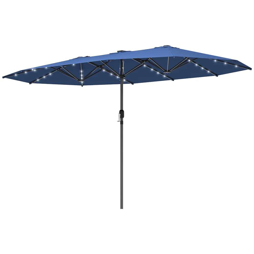 Garden Parasol, Double Sided Sun Umbrella With LED Solar Lights, Patio Parasol For Outdoor, Blue Blue - Shop at LoveMi