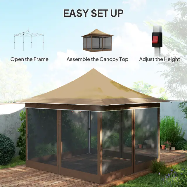 12 X 12 Ft. Canopy Tent With Mesh Netting, Up Tent With Carry Bag For Garden, Patio, Beige Beige - Shop at LoveMi