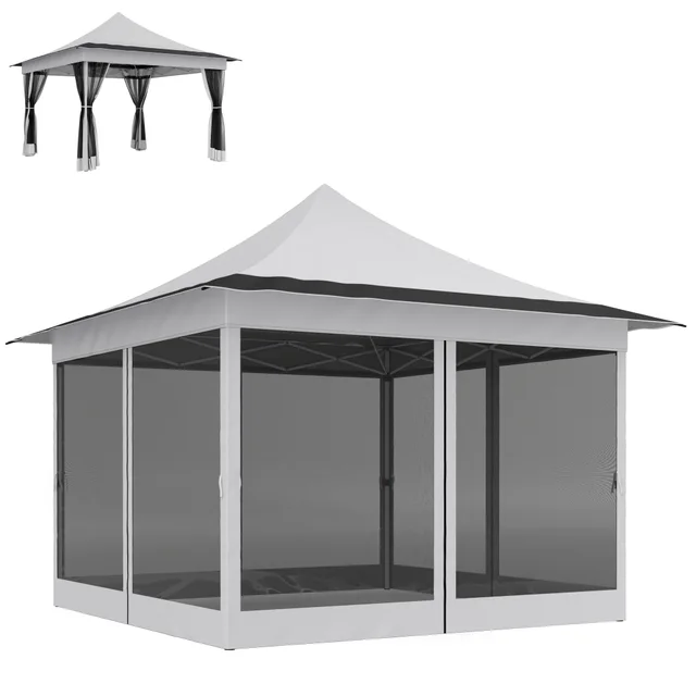 12 X 12 Ft. Canopy Tent With Mesh Netting, Up Tent With Carry Bag For Garden, Patio, Light Gray Gray - Shop at LoveMi