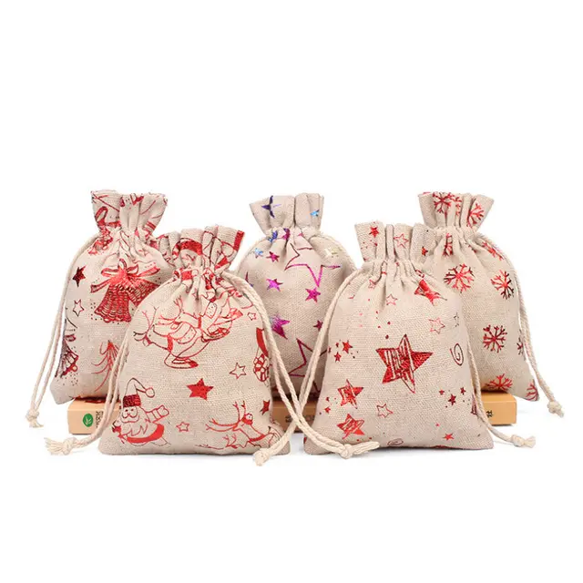 Christmas gift candy bag cotton linen bag 20Pcs - Shop at LoveMi