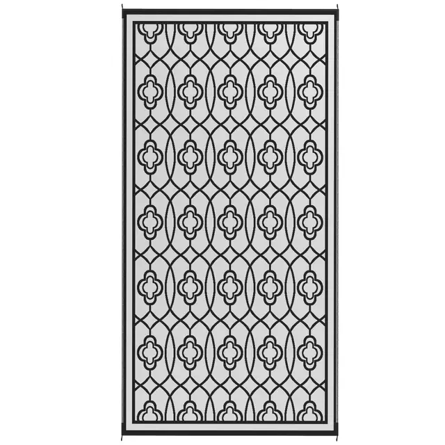 Reversible Outdoor Rug, Waterproof Plastic Straw With Carry Bag, 9 X 18, Black & White Lantern Black - Shop at LoveMi