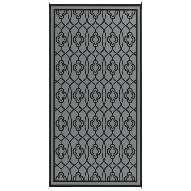 Reversible Outdoor Rug, Waterproof Plastic Straw With Carry Bag, 9 X 18, Black & Gray Lantern Black - Shop at LoveMi