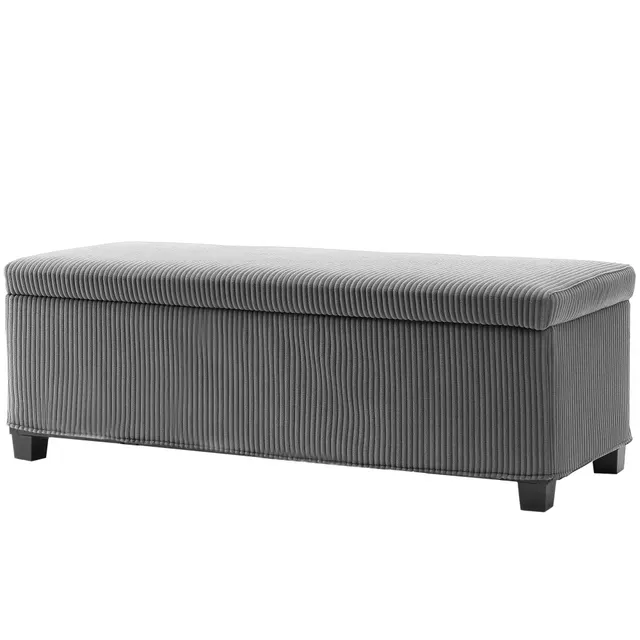44 Inches Ottoman With Storage, Lid, Legs, Corduroy End Of Bed Bench For Living Room, Bedroom, Entryway, Gray Gray - Shop at LoveMi