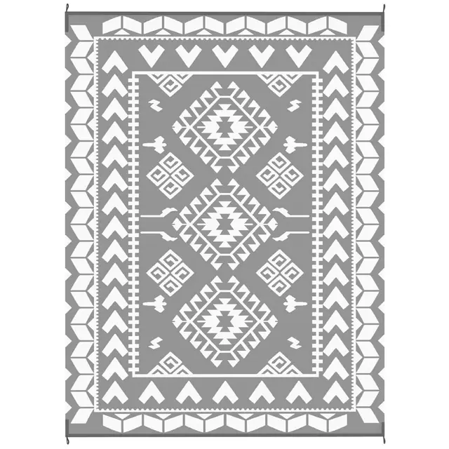 Reversible Outdoor Rug, Waterproof Plastic Straw With Carry Bag, 9 X 12, Gray & White Rhombus Patchwork Gray - Shop at LoveMi