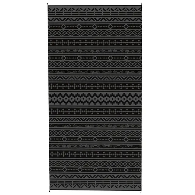 Reversible Outdoor Rug, Waterproof Plastic Straw With Carry Bag, 9 X 18, Black & Gray Geometric Wall Black - Shop at LoveMi