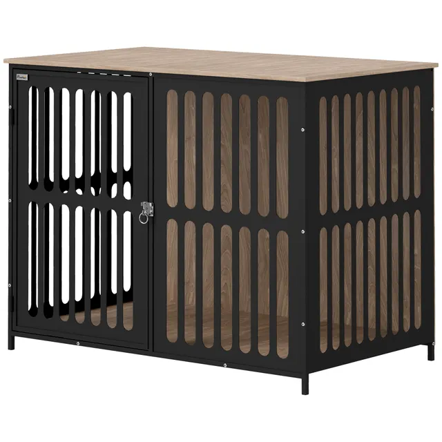 39 Dog Crate Furniture W Anti Chew Resistant Mesh, Anti Escape Single Door, For Large Dogs, Walnut Brown Brown - Shop at LoveMi